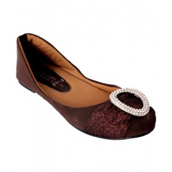 Brown Glitter Ballet Flat Pumps RG-056